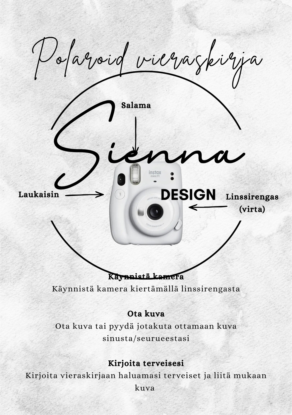 Polaroid-vieraskirja -ohjeet